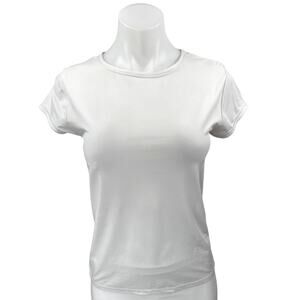 Zara Women's White Short Sleeve Crew Neck Stretch Slim Tee T-Shirt Top Size L